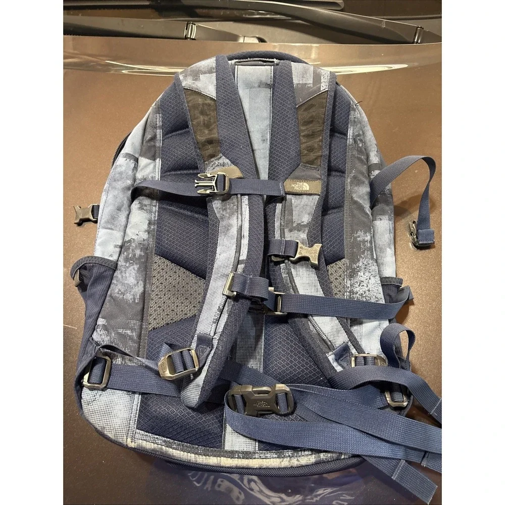 The North Face Borealis Laptop Backpack Blue Digital Camo Orange Laces Full Size